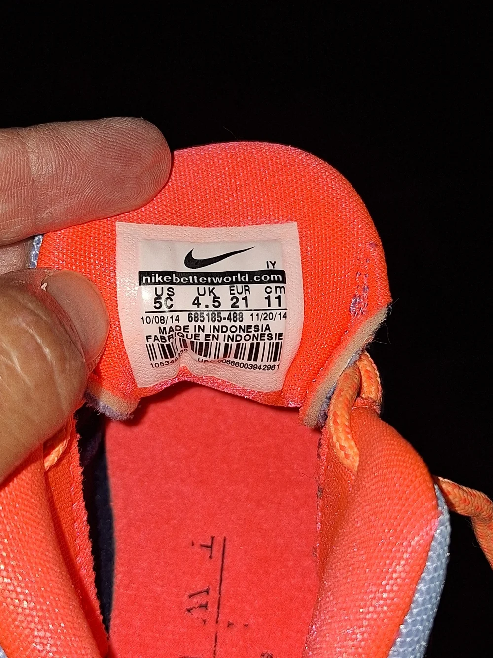 Nike Jordan Babys' Orange and Gray Athletic Sneakers Sz 5c